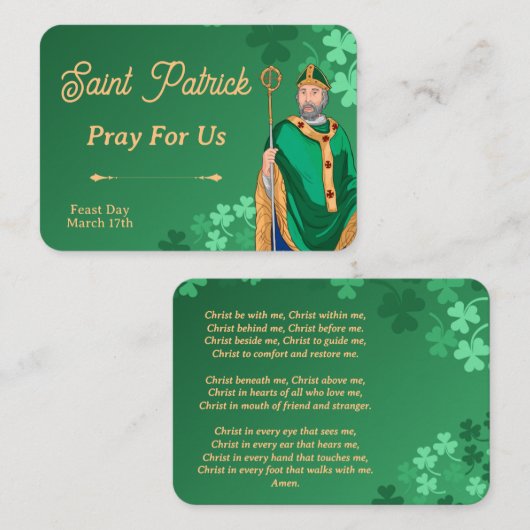 Placement Carte de prière de saint Patrick – Prière du plast (Devant / Derrière)