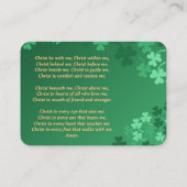 Placement Carte de prière de saint Patrick – Prière du plast (Dos)