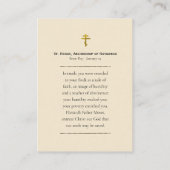 Placement Carte de prière de St. Moïse, Archevêque de Novgor (Dos)