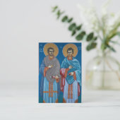 Placement Carte de prière des Saints Cosmas et Damian de Cil (Debout devant)