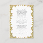 Placement Carte de prière dorée pour une grossesse chrétienn (Dos)