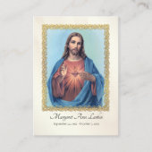 Placement Carte de prière du Sacré-Coeur de Jésus (Devant)