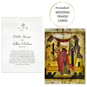 Placement Carte de prière Fleur sauvage rouge simple Mariage