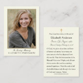 Placement Carte de prière funéraire (Devant / Derrière)