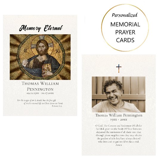 Placement Carte de prière funéraire byzantine Christ Pantocr