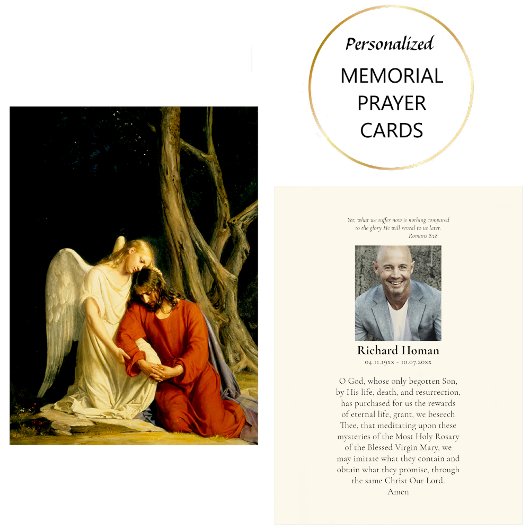 Placement Carte de prière funéraire catholique