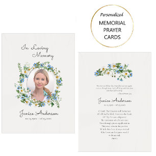 Placement Carte de prière funéraire catholique aux fleurs pr
