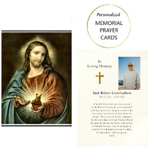 Placement Carte de prière funéraire catholique du Sacré-Cœur