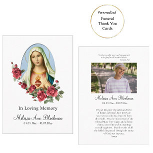 Placement Carte de prière funéraire Cœur immaculé de Marie