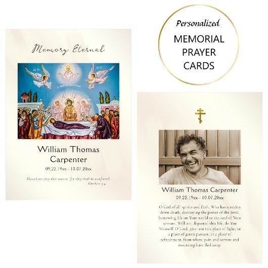 Placement Carte de prière funéraire de la Dormition de la Th
