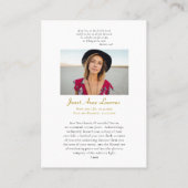 Placement Carte de prière funéraire du Coeur immaculé de Mar (Dos)