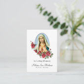 Placement Carte de prière funéraire du Coeur immaculé de Mar (Debout devant)