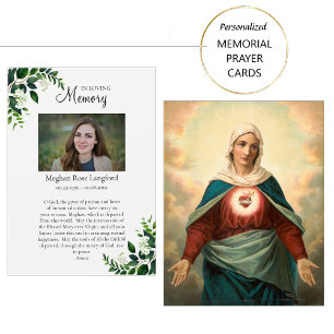 Placement Carte de prière funéraire du Cœur Immaculé de Mari
