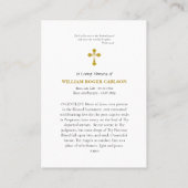 Placement Carte de prière funéraire du Saint-Coeur de Jésus (Dos)