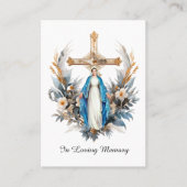 Placement Carte de prière funéraire Fleurs Croix Vierge Mari (Devant)