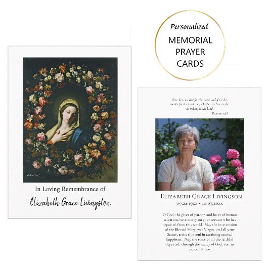 Placement Carte de prière funéraire Fleurs Vierge Annoncée