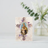 Placement Carte de prière funéraire Fleurs Violettes Vierge (Debout devant)