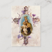Placement Carte de prière funéraire Fleurs Violettes Vierge (Devant)