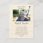 Placement Carte de prière funéraire Notre-Dame de Guadalupe (Dos)