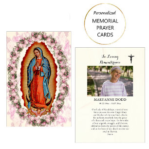 Placement Carte de prière funéraire Notre-Dame de Guadalupe
