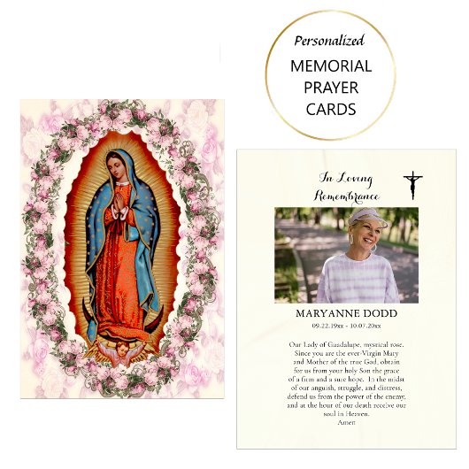 Placement Carte de prière funéraire Notre-Dame de Guadalupe