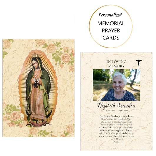 Placement Carte de prière funéraire Notre-Dame de Guadalupe