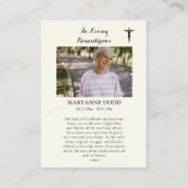 Placement Carte de prière funéraire Notre-Dame de Guadalupe (Dos)