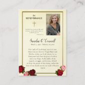 Placement Carte de prière funéraire Notre-Dame de Guadalupe (Dos)