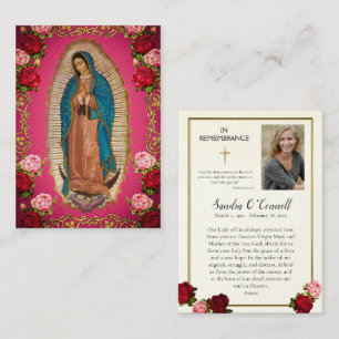 Placement Carte de prière funéraire Notre-Dame de Guadalupe