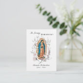Placement Carte de prière funéraire Notre-Dame de Guadalupe (Debout devant)