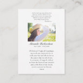 Placement Carte de prière funéraire Notre-Dame de Guadalupe (Dos)