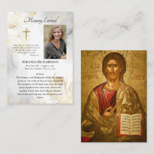 Placement Carte de prière funéraire orthodoxe aux roses doré