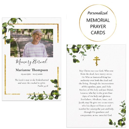 Placement Carte de prière funéraire orthodoxe Eucalyptus