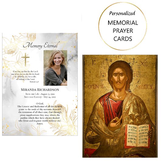 Placement Carte de prière funéraire orthodoxe Rose d'or Deli