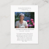 Placement Carte de prière funéraire Vierge Annoncée Fleurs (Dos)