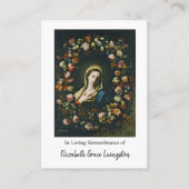 Placement Carte de prière funéraire Vierge Annoncée Fleurs (Devant)