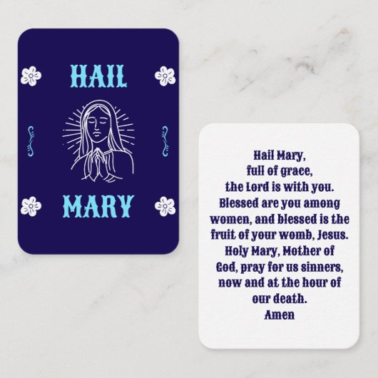 Placement Carte de prière Hail Mary - Langue moderne (Devant / Derrière)