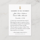 Placement Carte de prière Mariage catholique de Noël (Dos)