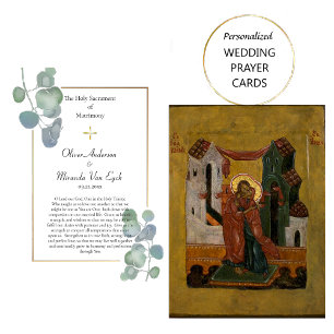 Placement Carte de prière Mariage orthodoxe verte et or
