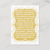 Placement Carte de prière Memorare - Arrière - plan d'or (Dos)