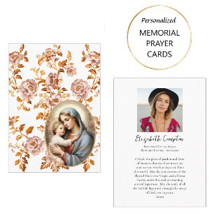 Placement Carte de prière mémorielle catholique Fleurs rose