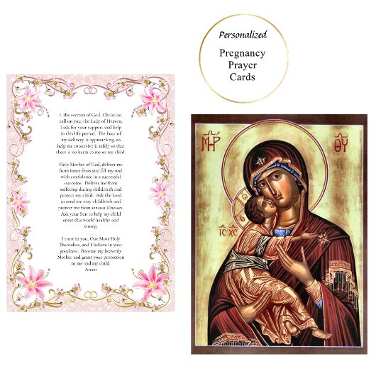 Placement Carte de prière Orthodoxe de grossesse encadrée de