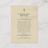Placement Carte de prière orthodoxe de St. Martin le Miséric (Dos)