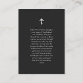 Placement Carte de prière orthodoxe noire et argent simple (Dos)
