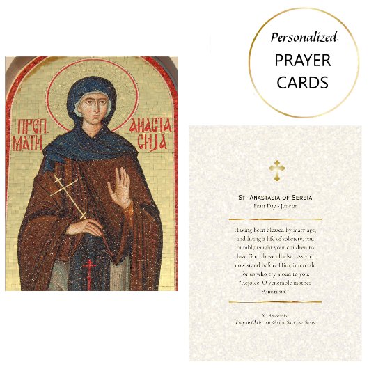 Placement Carte de prière orthodoxe Saint Anastasia de Serbi