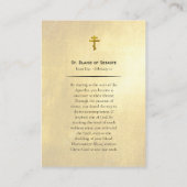 Placement Carte de prière orthodoxe Saint-Blaise de Sebaste (Dos)