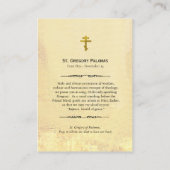 Placement Carte de prière orthodoxe St. Gregory Palamas (Dos)