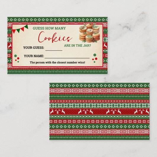 Placement Carte de pull moche pour le jeu Combien de biscuit (Devant / Derrière)