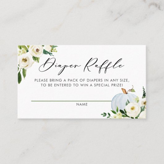 Placement Carte de rabat de Baby shower Citrouille bleu mign (Devant)