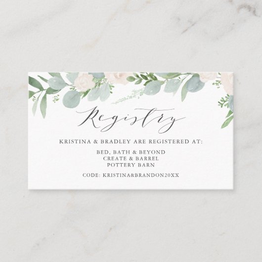 Placement Carte de registre Mariage Eucalyptus et Fleurs bla (Devant)